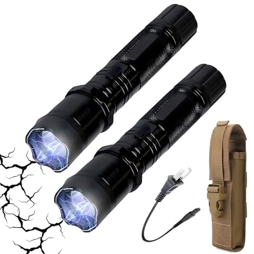 DOMTKBE X95 Tactical Stun Flashlight, Light in Dark, Power in Danger, 95,000,000 Stun Flashlight Rechargeable Tactical Flashlight, for Night Walks, Outdoor Use (2 Set)