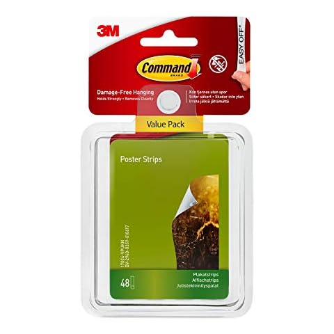 Command Poster Strips, Value Pack, 48 Adhesive Strips, White - Ideal for Hanging Posters, Schedules, Calendars or Pictures without Frames Cover