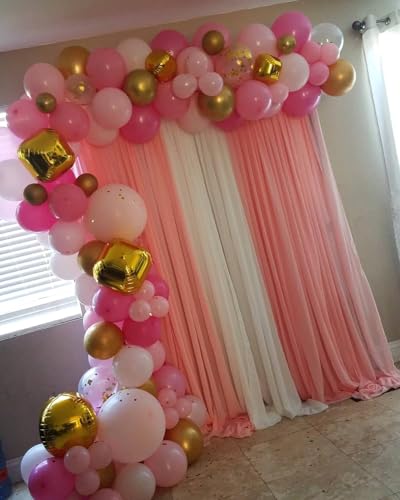 Image of 172Pcs Pink Balloon Garland Arch Kit - Pink Party Decorations with Pastel Macaron Pink White Gold and Starburst Foil Balloons for Birthday Baby Bridal Shower Wedding Valentine's Decorations