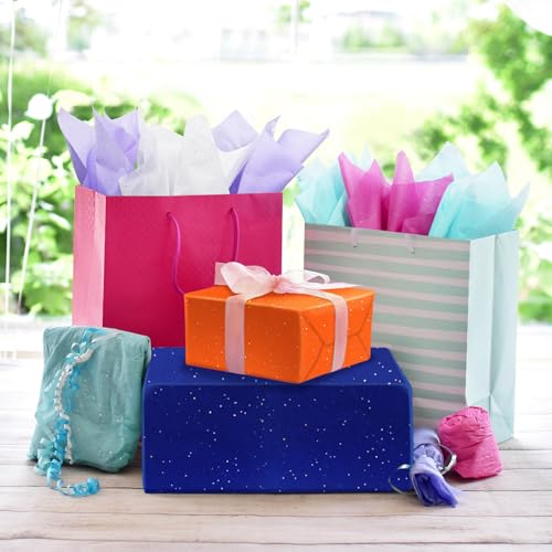 Image of 120 Sheets Colored Tissue Paper, 14x20 Inch Glitter Art Tissue Paper for Gift Bags, Multicolor Gift Wrap Supplies Bulk for Weddings Birthday Party Crafts Decoration, 10 Colors (Multicolor)