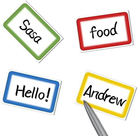 Name Tag Labels Stickers Large 200 Colorful 89x57mm 4 Colors Waterproof Adhesive Name Tags Sticky Labels for Clothes Office School Presents Kitchen Food Bottles Folders and Birthday Parties