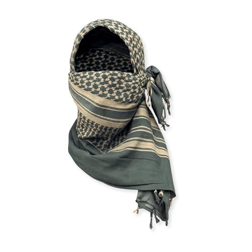 M MCGUIRE GEAR Shemagh Tactical Scarf Middle Eastern Desert Hood Bandana Keffiyeh Military Style 100% Cotton 42 x 42 (OD/Tan)