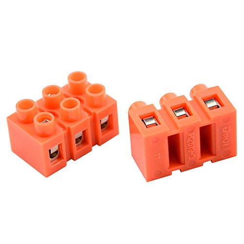 Xingyheng 5Pcs 600V 36A 2 Position 3 Position Double Row Screw Terminal Block Environmental Friendly Flame Retardant Nylon Terminal Barrier Block Connector For All Wide Use(Red) #TOP1