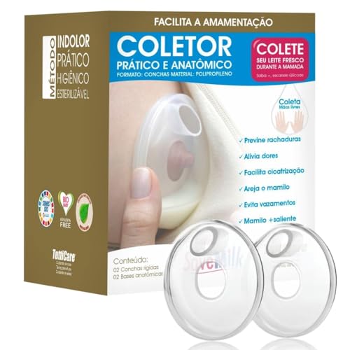 Coletor Concha de Leite Materno 2 Unidades Mãos Livres BPA Free Formato Concha Amamentação