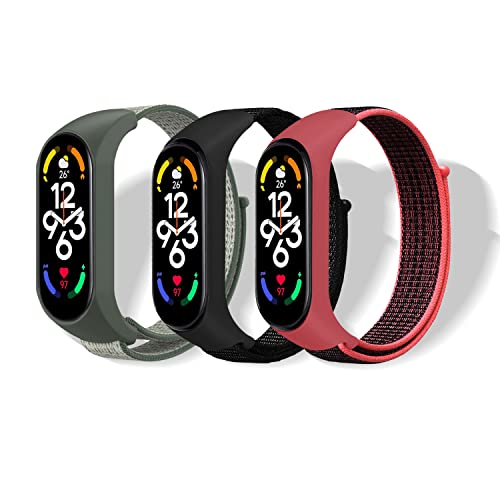 kwmobile Fascia compatibile con Xiaomi Mi Band 7 Pro - Cinturino Smart-Watch Fitness-Tracker Nylon multicolore ca