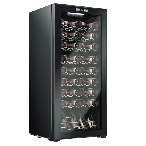 Image of KingChii 45 Bottle Wine Cooler Refrigerator Freestanding Wine Fridge - Intelligent Digital Control, Low Noise Professional Compressor, Tempered Glass for Home, Office