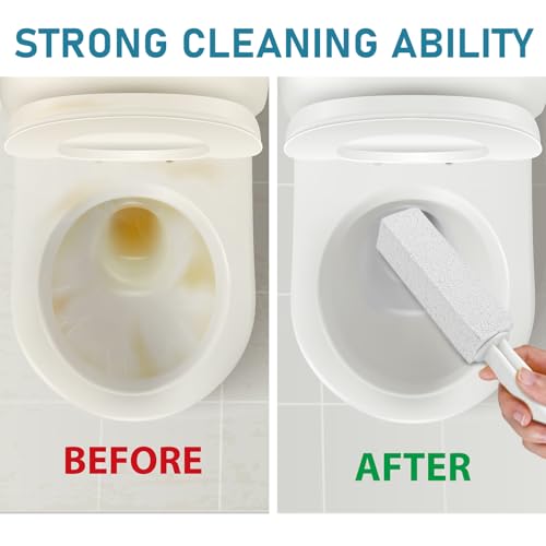 Image of 2 Pack Pumice Cleaning Stone with Handle, Toilet Bowl Cleaner Toilet Brush with Non-Slip Long Plastic Handle for Kitchen /Bath /Pool /Household Cleaning (White)