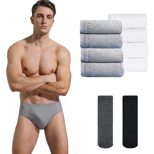 COVAX Disposable Travel Underwear and socks for Men, 14 Pack Cotton Briefs for Hospital Stay, Road Trip, Camping or Long Hike