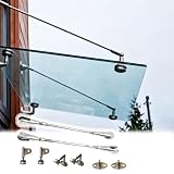 Supporto Pensilina Kit Completo di Ferramenta per Pensilina in Vetro con Aste di Supporto, Sistema di Supporto in Acciaio Inox per Pensiline in Vetro