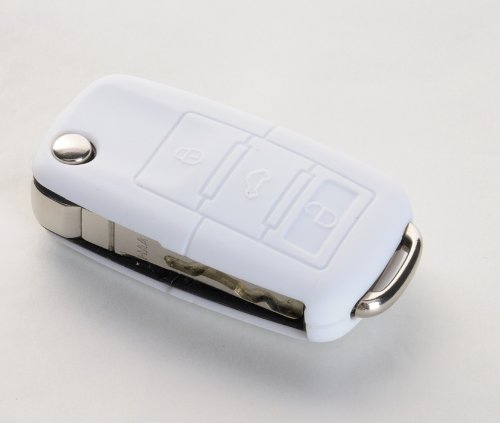 Volkswagen Llave Móvil · Key Cover Polo, Fox, Passat 3B/3BG, Tiguan, Touareg, Touran, Multivan, SHARAN, Caddy, Golf, EOS, Scirocco, Beetle, Jetta, Bora, T5 – Llave Móvil – Llave de Coche Móvil Volkswagen (Blanco)