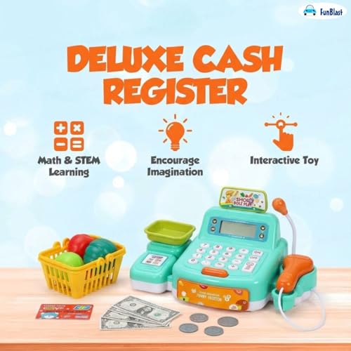 Image of FunBlast Cash Register Toy with Scanner, Swipe Machine, Credit Card, Coins, Cashier Desk Toys, Pretend Play Toys for Kids, Role Play Toy for 3+ Year Old Kids (Multicolor)