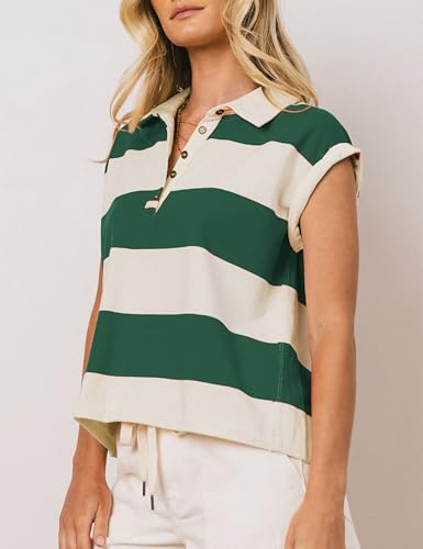 Striped Shirt Women Pullover Button Front Vest Tops Sleeveless Oversized Sweatshirts Knit Top2