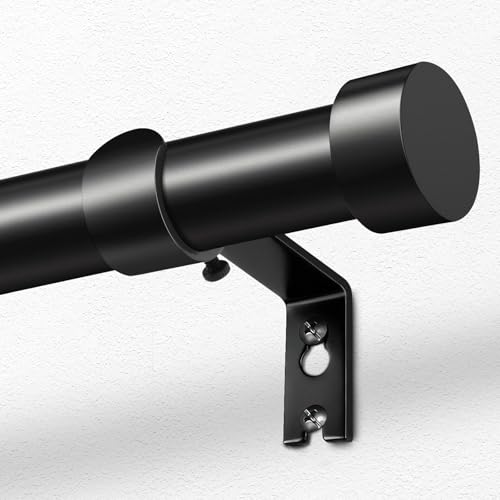 KAMANINA Black Curtain Rod 32 to 144 Inch Heavy Duty Window Treatment Rods