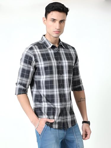 Image of GLORYBOYZ Men's Full Sleeve Checkered Casual Cotton Shirt S-2XL