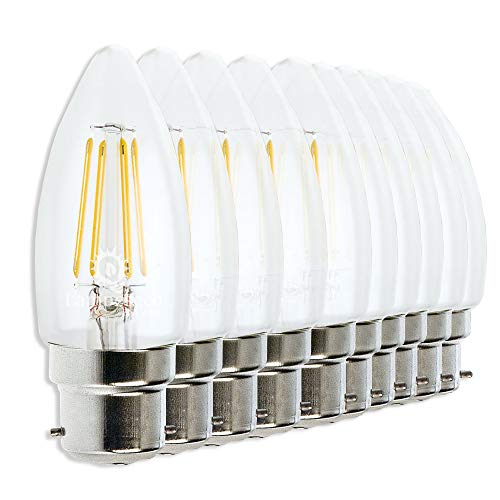 LampesEcoEnergie Lot de 10 Ampoules Led Flamme 4 watt (éq. 42 Watt) Culot B22 à baïonnette