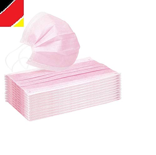 50 x Mundschutz Masken Einweg Mund Nase Bedeckung Gesicht 3 lagig Community Hygiene Behelfsmaske (17,4 x 9,8 cm, rosa, 50)
