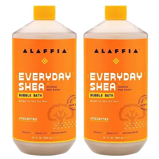 Alaffia Everyday Shea Bubble Bath, Cleanse, Soothe & Moisturize Skin, Made with Fair Trade Shea Butter, Cruelty Free, No Parabens, Vegan, Unscented, 2 Pack – 32 Fl Oz Ea