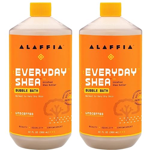 Image of Alaffia Everyday Shea Bubble Bath, Unscented 2-Pack, 32 Oz Ea