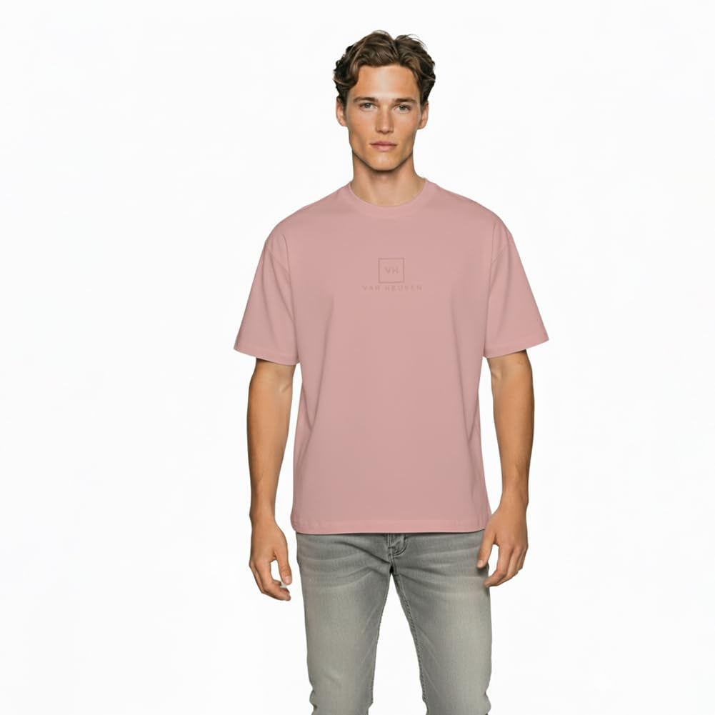 Van Heusen Men’s Premium Cotton Oversized Drop Shoulder Brand Logo T-Shirt