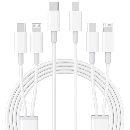 Image of 2 in 1 USB C to USB C /Lightning Cable for iPhone 17 16 15 14 13 12 11, 6FT | 2 Pack 60W Type C Multiple Charging with Lightning /Type C Port iPhone Charger Cord Fast Charging for iPhone 14 13 12 11 XS XR
