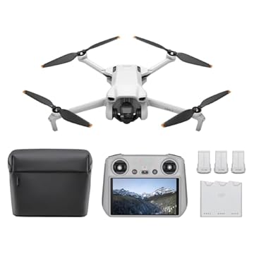 DJI Mini 3 Fly More Combo (DJI RC), Drone Under 249g, 3 batteries for 114-Min Max Flight Time, True Vertical Shooting, Return to Home, 10km Max Video Transmission, Drone with Camera 4K for Beginners
