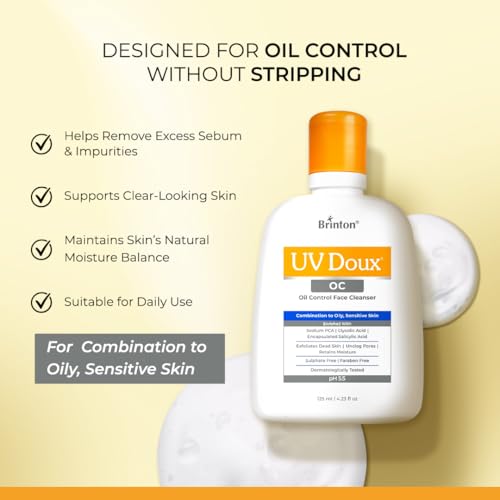 Image of UV Doux OC Face Cleanser for Oily & Acne-Prone Skin | With Encapsulated Salicylic Acid, Glycolic Acid & Sodium PCA | Unclogs Pores, Controls Oil & Improves Skin Texture | Dermatologist-Tested - 125ml
