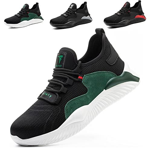 YISIQ Sicherheitsschuhe Herren S3 Arbeitsschuhe Damen Leicht Atmungsaktiv Sportlich Schutzschuhe Stahlkappe Sneaker Grün EU 47 Cover