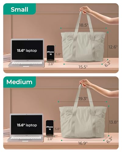 Image of BAGSMART Tote Bag for Women, Tote Bag with Zipper Work Tote with Compartments Nurse Shoulder Hanbag for Travel, Gym