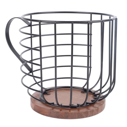 OPPWONG Coffee Creamer Container, Metal Coffee Capsule Storage Coffee Pod Organizer Coffee Holder Coffee Capsule with Solid Wood Base for Coffee Capsule, Coffee Creamer, Coffee Pod Keeping