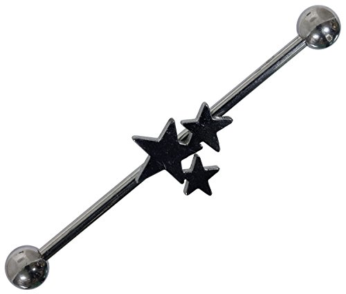 Pain-is-Art Piercing d'oreille industriel en forme d'étoiles en argent en acier chirurgical 316L Cover
