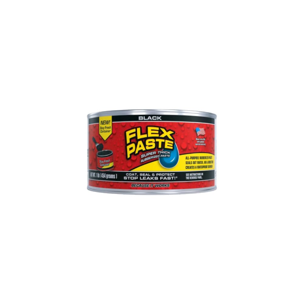 Flex Paste, Waterproof Paintable Putty, Spackle Sealant, Fill Gaps Cracks Holes - Block Out Water and Air - UV Resistant - Walls, Drywall, EPDM, Concrete, Roof, RV Repairs, Black, Half-Quart