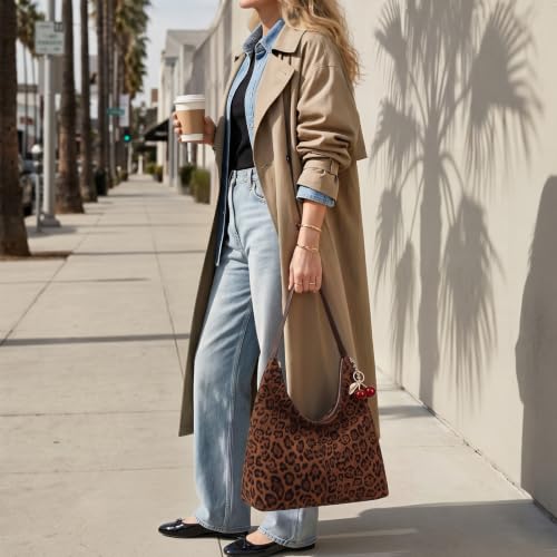 Image of Slouchy Suede Hobo Bag Brown Faux Suede Purse Large Fall Shoulder Bag