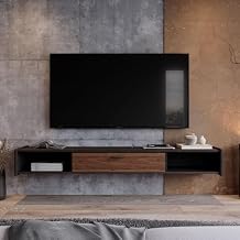 55'' Floating TV Stand,Wall Mounted TV Console,Floating TV Cabinet,Under TV Shelf for Bedroom Living RoomWalnut