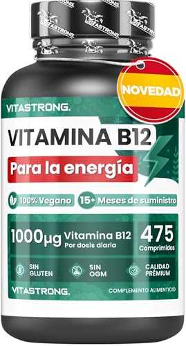 Vitamina B12 1000mcg Vegana, 475 Comprimidos, 1 al Día (para 15+ Meses) B12 Vitamina para Energía, Fatiga, Sistema Inmunológico, Vit B12 Sin Gluten y OGM, Vitamina B12 Cianocobalamina Pura Certificada