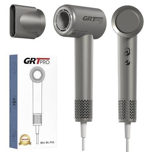 Mini Phon Capelli Professionale Ionico Asciugacapelli Professionali 2200W 110,000 RPM, Phone Capelli 330g Leggero Styling Silenzioso Ugello magnetico a 360° per Parrucchiere Casa Viaggi (mini grigio)