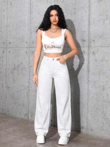 Image of Celary Women High Waisted Wide Leg Jeans||Stretch Denim Palazzo Pants||Casual Loose Fit Straight Jeans for Women & Girls
