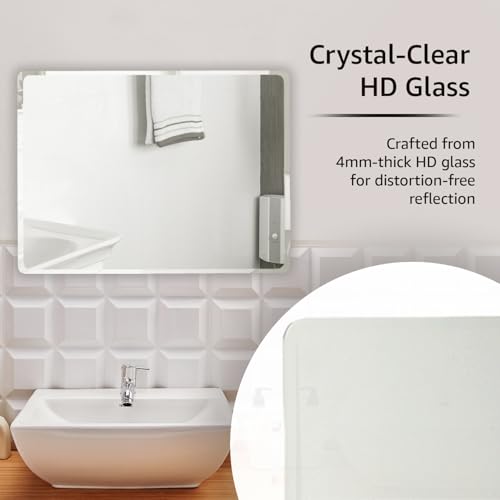 Image of Amazon Basics Frameless Rectangular Wall Mirror, 24 x 18 Inch, Unframed Beveled Edge Glass, Decorative Mirror for Bathroom, Bedroom, Entryway, Living Room & Dressing Room