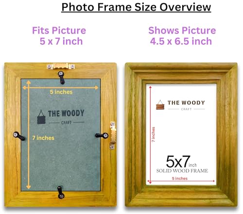 Image of Photo Frames 5x7 inch | Frame for Wall Decoration | Small Photo Frame | Yellow Wooden Frame for Wall | Brightens Any Room, Great Gift for Friends & Family (5x7 inch, Yellow)