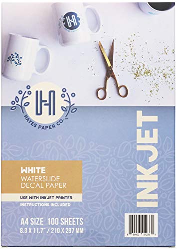 Hayes Paper Co, Lot de 100 feuilles de stickers à jet d'encre blanc A4 Cover