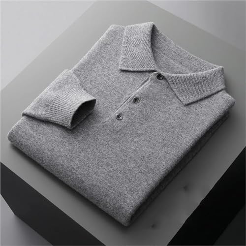 Mens Wool Knit Polo Sweater Long Sleeve Pullover Business Casual Office Wear Comfortable Warm Versatile All-Season Bottoming3