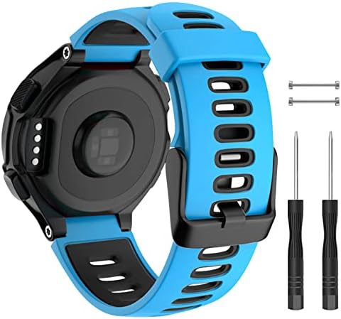 ISABAKE for Garmin Forerunner 735XT/235 Strap Silicone Replacement Band for Forerunner 220/230/620/630, Black Buckle