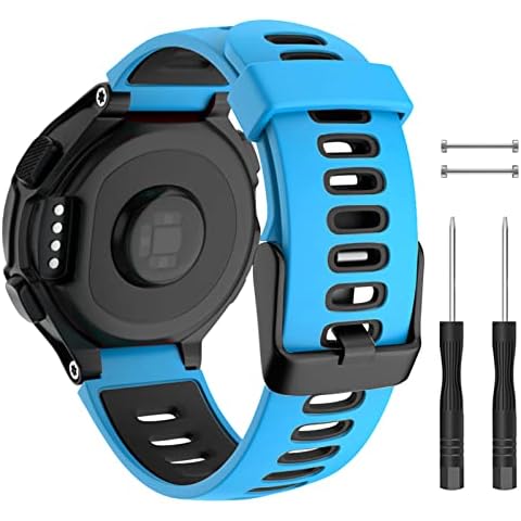 ISABAKE for Garmin Forerunner 735XT/235 Strap Silicone Replacement Band for Forerunner 220/230/620/630, Black Buckle Cover
