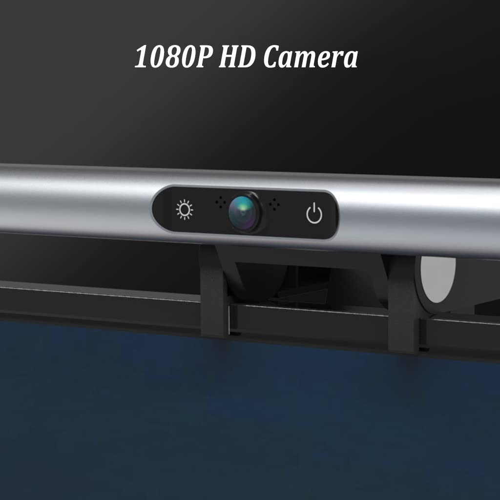 Lámpara de Monitor de Computadora con Cámara 1080P HD Cámara Web, Lámpara de Trabajo LED de Lectura Electrónica, Sensor Tactil, Sin Deslumbramiento Luz de Monitor Alimentada por USB
