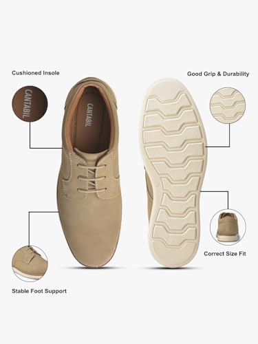 Image of Cantabil Casual Shoes for Men l Lightweight & Comfortable with Cushioned Insole PU Upper TPR Sole Lace Up Closure (P MFTW00145E)