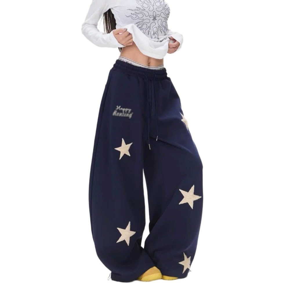 JJDFW Hip-hop con coulisse adatto sia per uomini che per donne casual a vita alta versatile pantaloni larghi Y2k pantaloni sportivi larghi