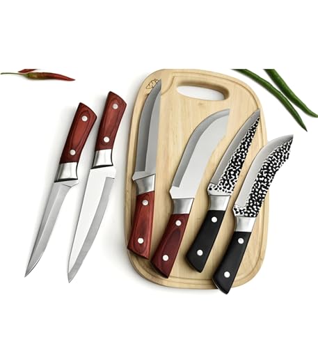 Image of Wizbiz 6Piece Premium Kitchen Knife Set for Home & Professional Use | Multipurpose Chef, Boning, Butcher & Meat Cleaver Knives | Ultra-Sharp Stainless Steel Blades | Ergonomic Wood & Black Handle Set