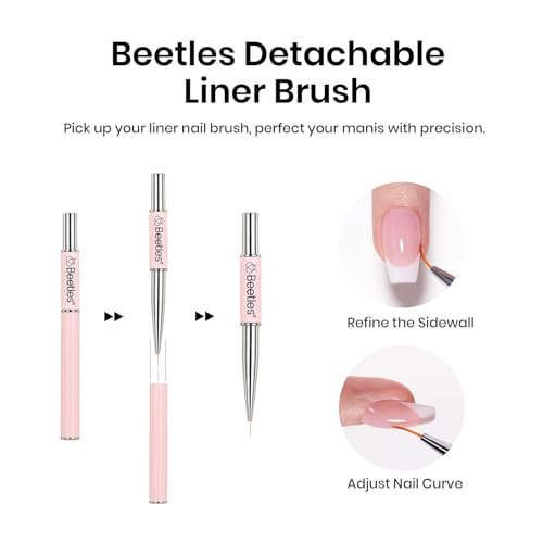 Image of Beetles HEMA-Free 15ml Gel Top Coat and Builder Gel for Nails with Nail Brush, Low Heat Hypoallergenic Clear 8 in 1 Builder High Shine Long Lasting No Wipe Top Coat Nail Polish