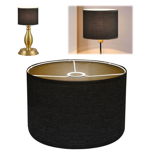 Stoff Lampenschirm aus Leinen | Handgefertigter Lampenschirm für Stehlampe, Hängelampe & Tischlampe | E27-Fassung | Blendfreies Licht Lampshade | Ø30cm x H20cm (Schwarz) Stoff Lampenschirm aus Leinen | Handgefertigter Lampenschirm für Stehlampe, Hängelampe & Tischlampe | E27-Fassung | Blendfreies Licht Lampshade | Ø30cm x H20cm (Schwarz)