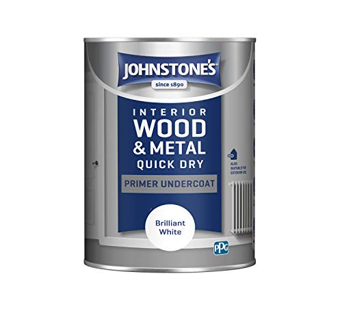 Johnstones - Quick Dry Gloss Primer Undercoat - Brilliant White - Water Based - Interior Wood & Metal - Fast Drying - Low Odour - Dry in 1-2 Hours - 13m2 Coverage per Litre - 1.25 L