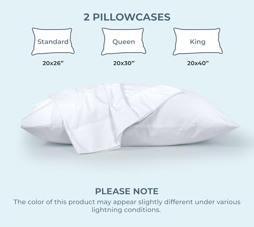 Image of ROYALE LINENS 100% Organic Cotton Percale Pillowcases Set of 2 - Standard Size Percale Pillowcase - Standard Set of 2 Pillow Cover - Breathable, Cool & Crisp White Pillow Cases (20 inchx26 inch, White)